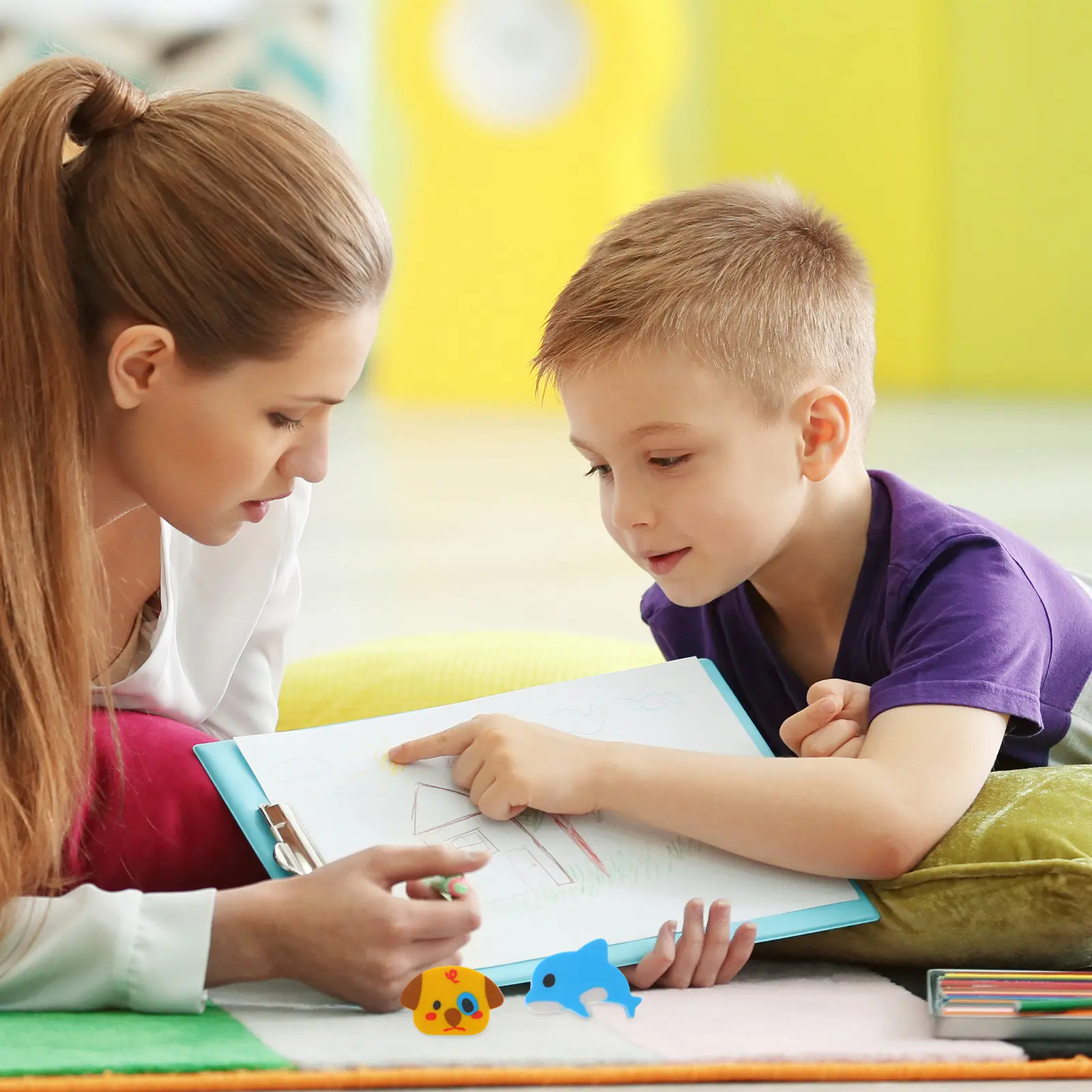 100Pcs 미니 동물 개 작은 지우개 어린이를위한 귀여운 지우개 교실 학교 용품 대량 파티 휴일 세트 미니 지우개