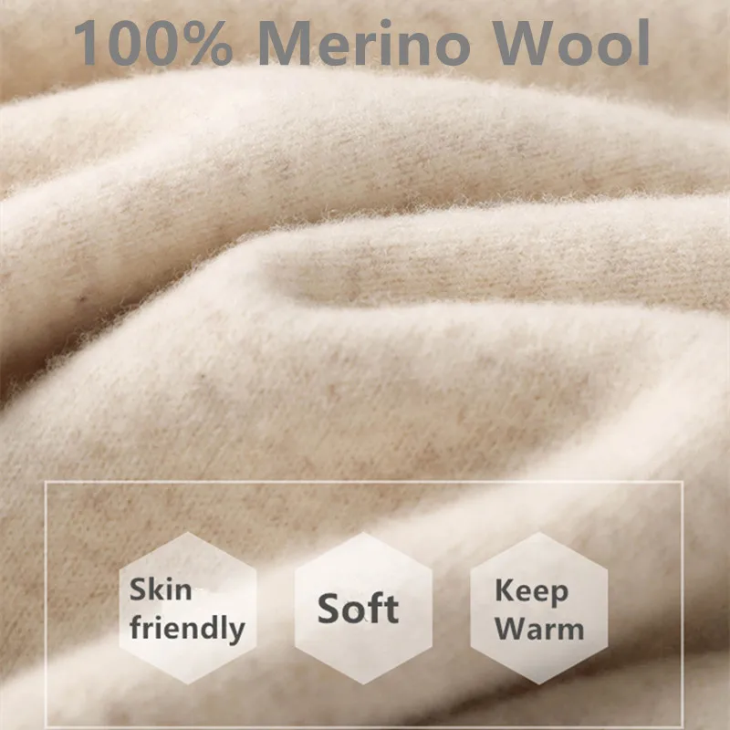 100 % reine Wolle mit Kapuze, Schal, Mütze für Damen, Winter, weich, warm, dick, Wollmützen, gefälschter Kragen, Hals, Gesicht, Ohr, warm, SKi-Kappe, Sturmhaube – Detail 1