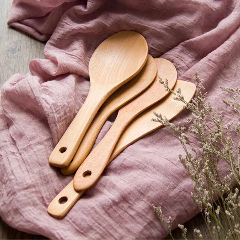 Wooden Cooking Spoon 3 Types Wooden Rice Paddle Spoon High Quality Rice Scoop Sushi Paddle Tableware Spoon Dinnerware Kitchen Gadgets Tool