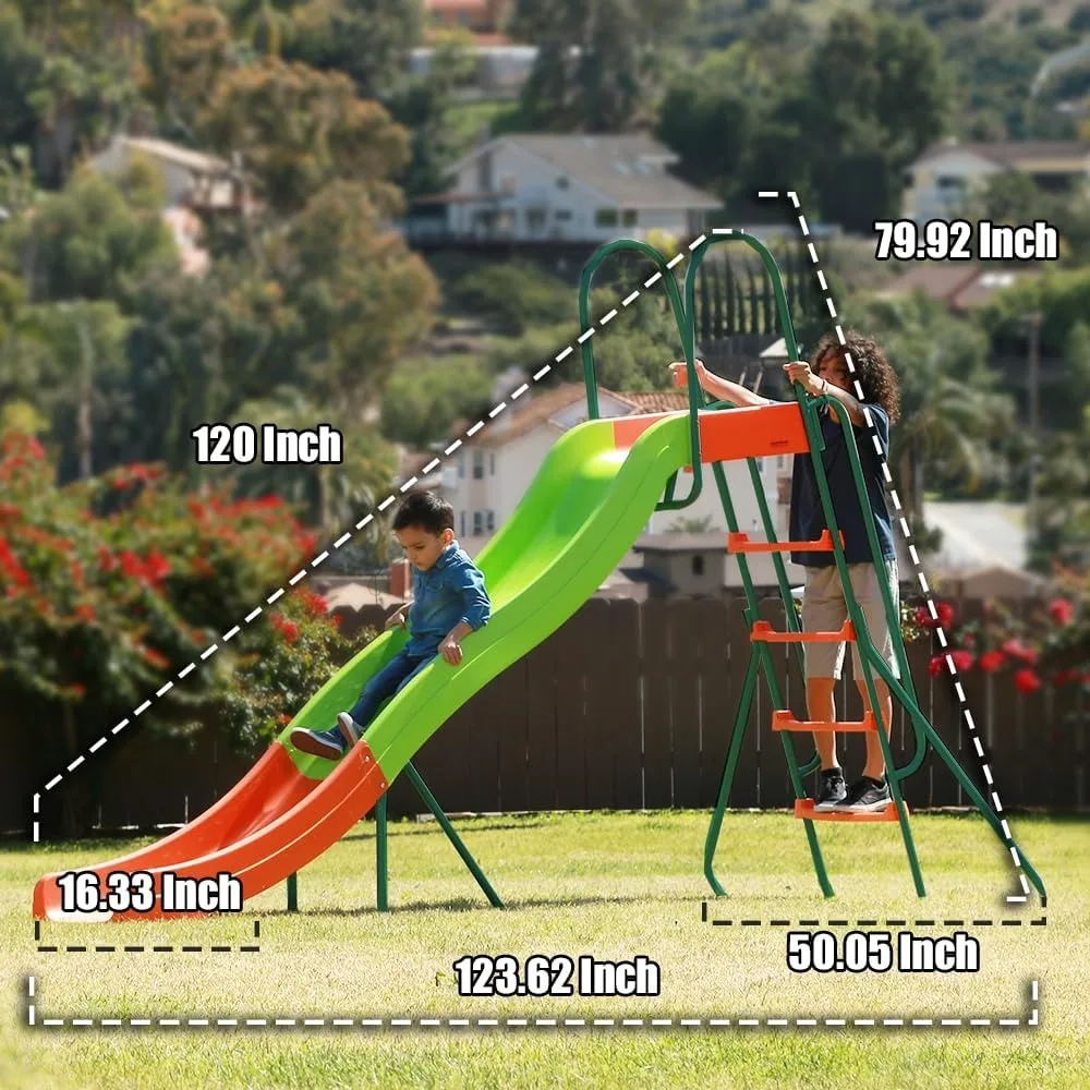 Home Playground Equipment: 10' Indoor/Outdoor Wavy Slide Slides Ages 3 to 10 Child Amusement Park Entertainment Sports