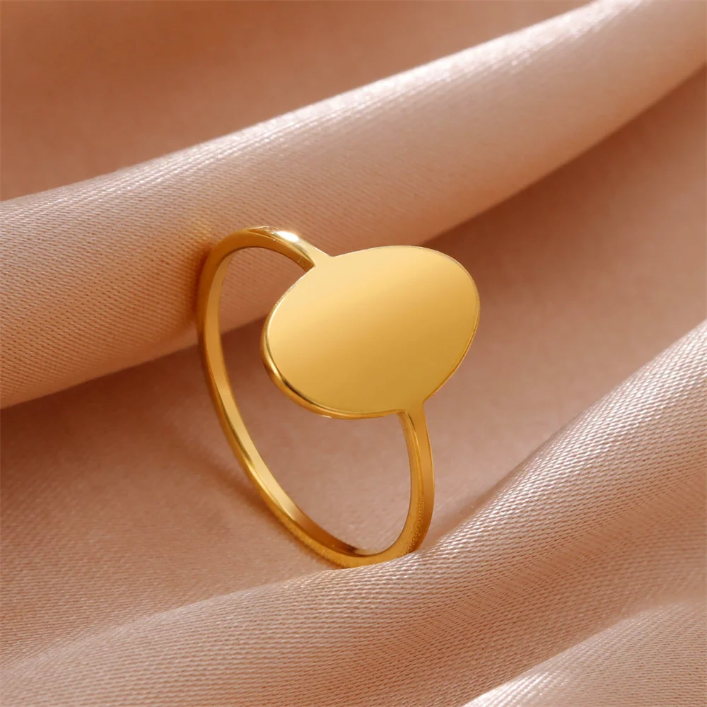 Edelstahl Frauen Ring Coole Punk Einfache Runde Signet Finger Ringe Vintage-Schmuck Gold Farbe Für Männer Bar Party Zubehör