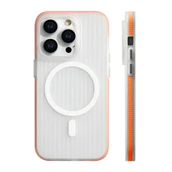 Corrugated Magnetic Wireless Charging Case with Non - slip Matte Finish for iPhone 17 Air (Orange)