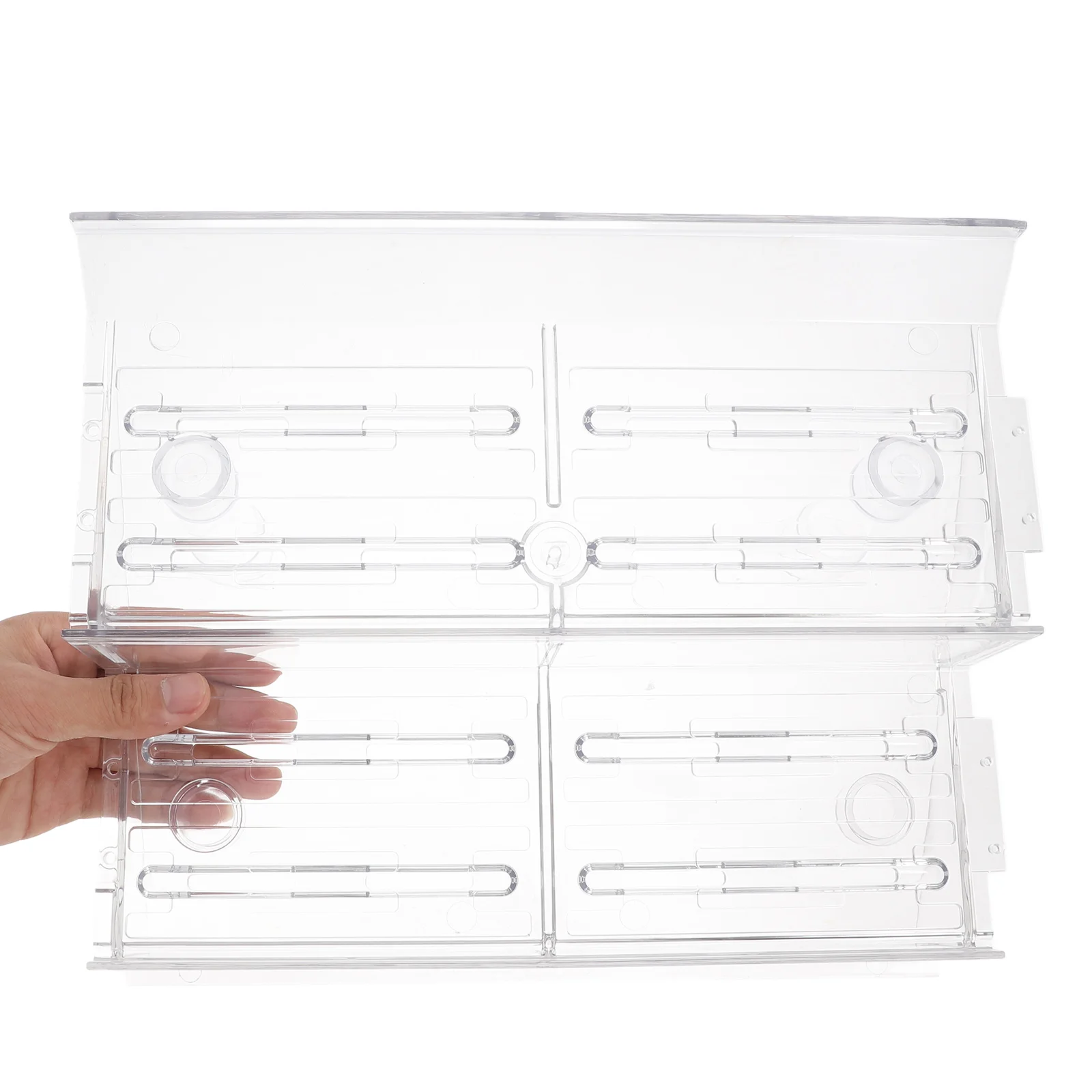 Clear Plastic 2 Tier Display Stand For Fruits And Vegetables For Supermarket Cold Cabinets Transparent Step Design Showcasin