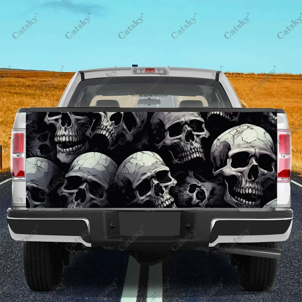 

Skeleton Horror Skull Truck Tailgate Wrap Professional Grade Material Universal Fit for Full Size Trucks Weatherproof