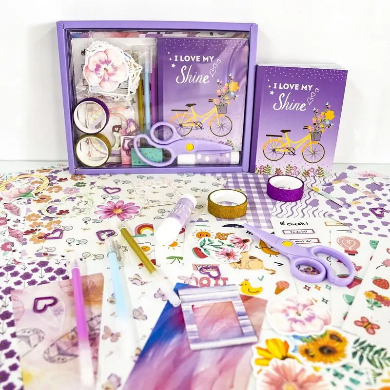 Girls Diary Scrapbook Kids Scrapbook Kit Cute Art & Crafts Kits For Tween Teenage Kids A6 For 6-14 Year Old Girl Birthday