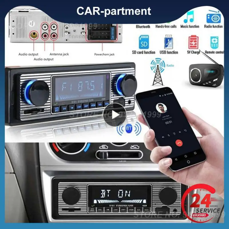 Autoradio Bluetooth-Compatibile Autoradio Stereo Fm Sd Aux Play Retro Autoradio Uscita Audio Lettore Mp3 Per Auto Con Telecomando