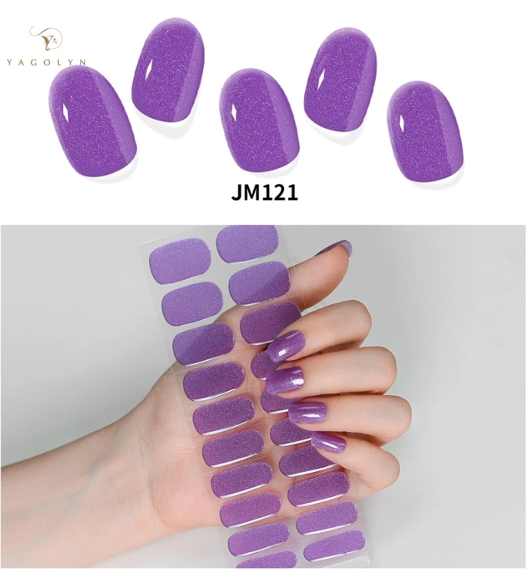 20Tips Nude Semi-Cured Gel Nail Patch Slider Waterproof Long Lasting Solid Color Full Cover Gel Nail Sticker UV Lamp Needed 3