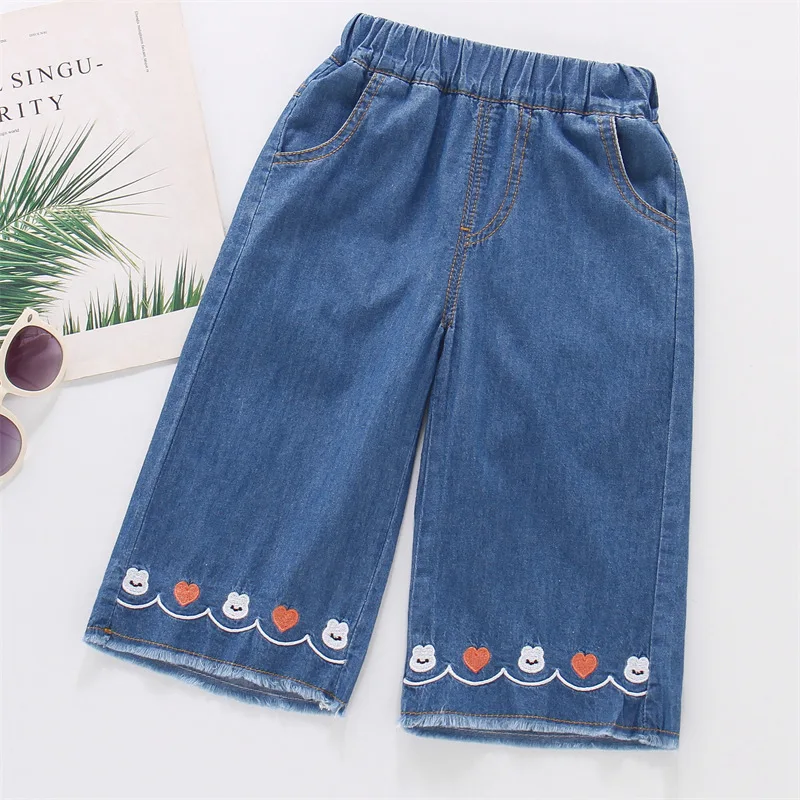 Cotton Pants Kids Denim Jeans Girls Jeans Summer Embroidered