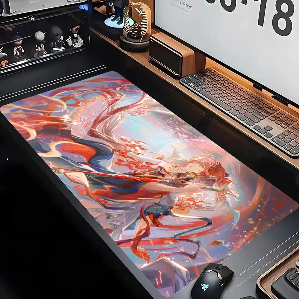 Large 3D Lines Gaming Mouse Pad - Non-Slip Rubber Base Smooth Gliding, Colorful Desk Mat For Computer 80 90 100 120cm I.1081784469