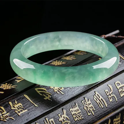

Natural Burmese Emerald Light Green 54mm-64mm Bracelet Elegant Princess Jewelry Best Gift for Mom and Girlfriend