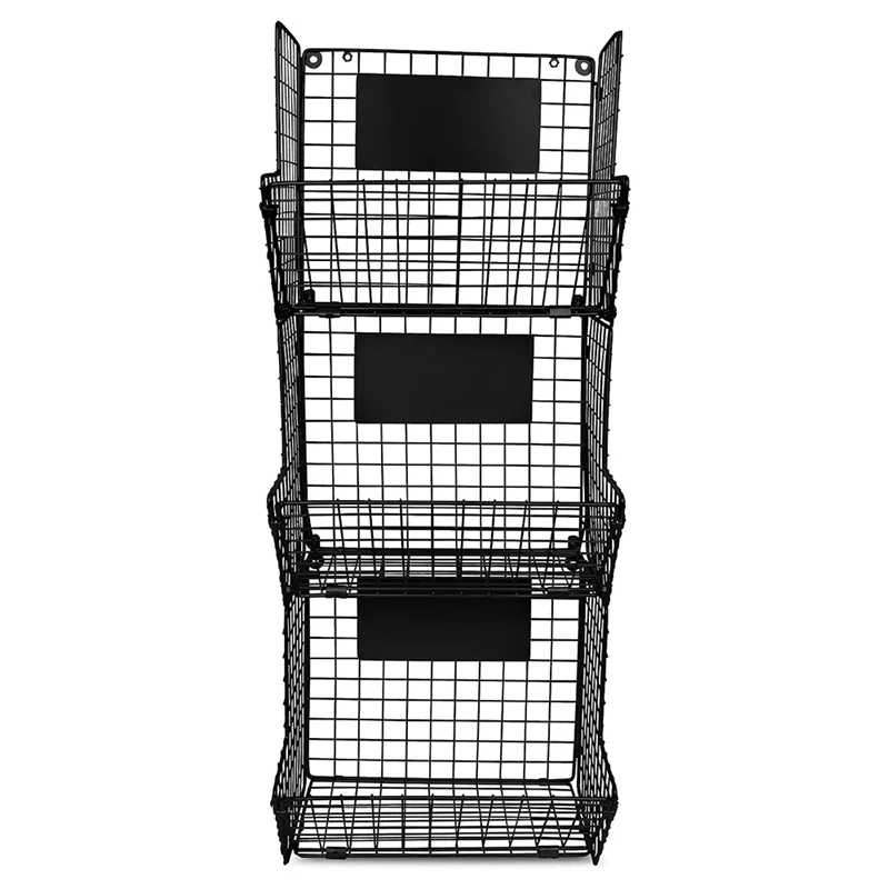 

Simple Wrought Iron Fruit Basket Multi-Layer Diagonal Blue Shelf Living Room Storage Black Grid Racks.