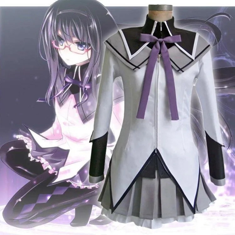 

Anime Puella Magi Madoka Magica Akemi Homura Cosplay Costumes With Bowknots Cosplay Dress Homura Akemi Cosplay