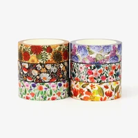 2025 NEW 1PC 10M Decor Cute Watercolor Floral Leaves Spring Washi Tape Set for Journaling Adhesive Masking Tape Stationery 2