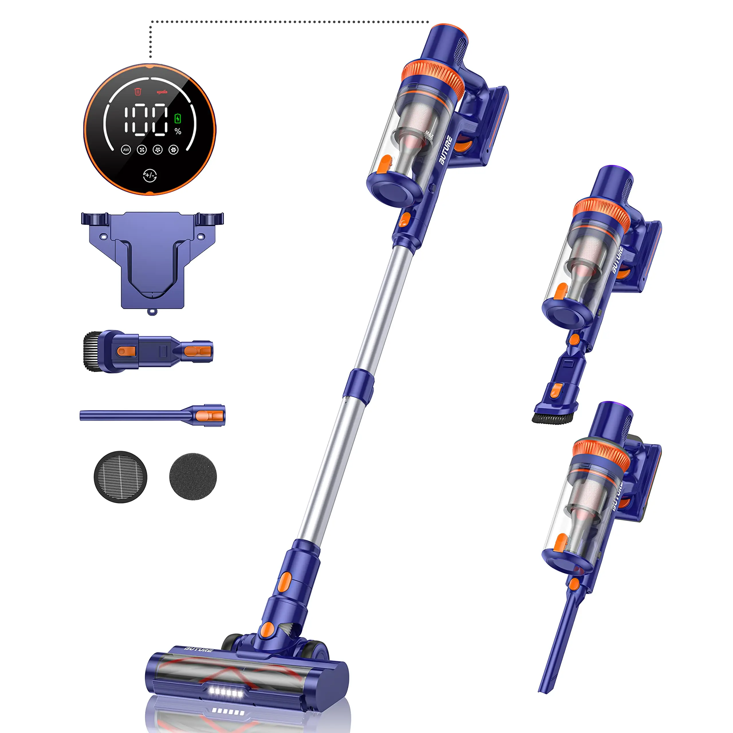 BUTURE 400W 33Kpa Suction Power Handheld Cordless Wireless Vacuum Cleaner  for Home Appliance 1.2L Dust Cup Removable Battery