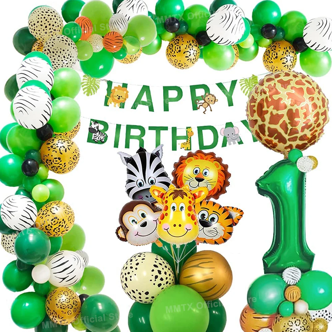 1 2 3 Year Old Boy Birthday Balloon Decor Jungle Safari Birthday Party  Decorations Kids Boy Baby Shower Wild One Party Supplies - AliExpress