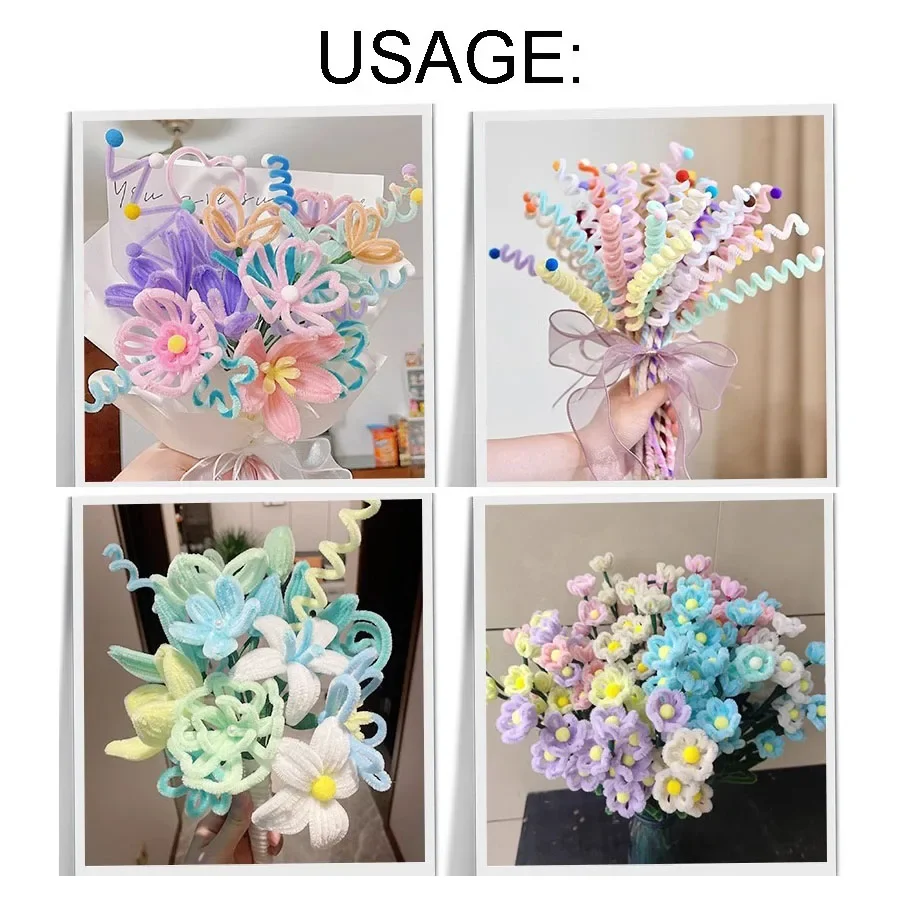 Colorful Chenille Stems Pipe Cleaner Craft Plush Tinsel Stick Wired Twist Stick 100Pcs Kids Educational Toy DIY Arts Supplies chenille pipe cleaners chenille craft supplies educational toys craft toys