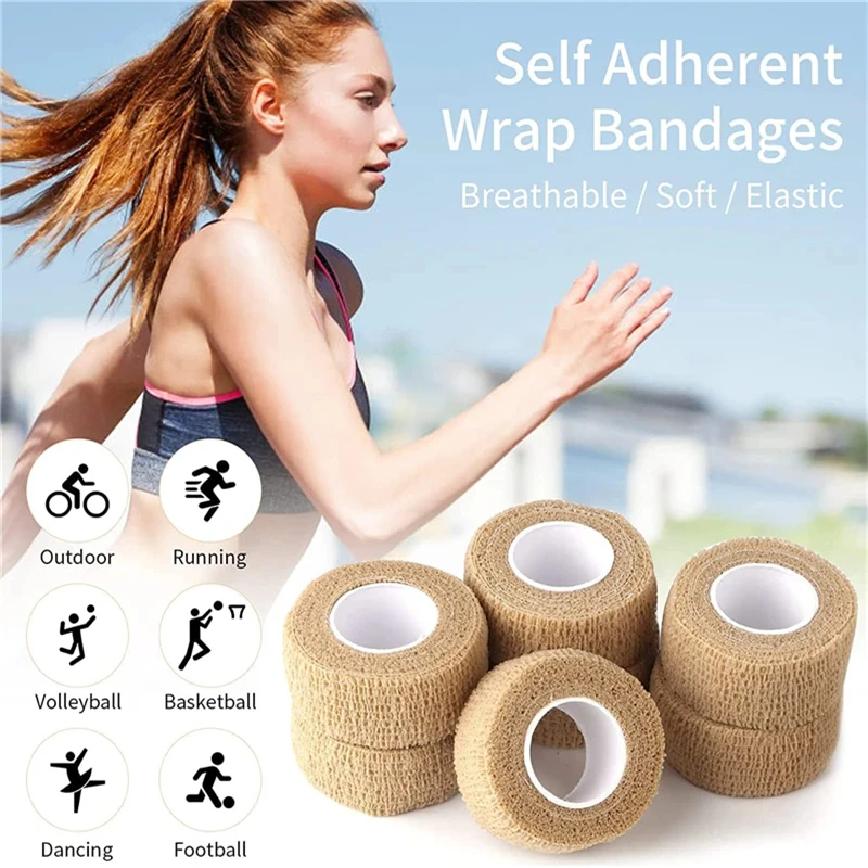 1 Pack of 2.5cm * 4.5m Self-adhesive Disposable Elastic Bandage Fitness and Sports Tape Emergency Gauze