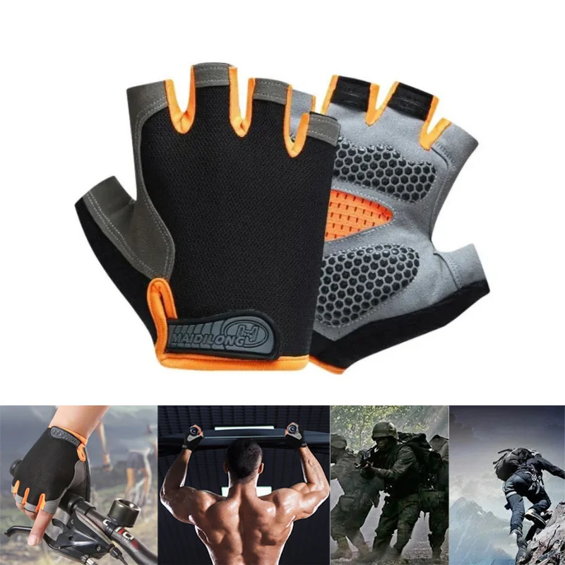 Universal Hunting Cycling Fishing Half Finger MTB Gloves Anti-Slip Shock-Absorbing Glove for Fitness Cycling Outdoor Sports