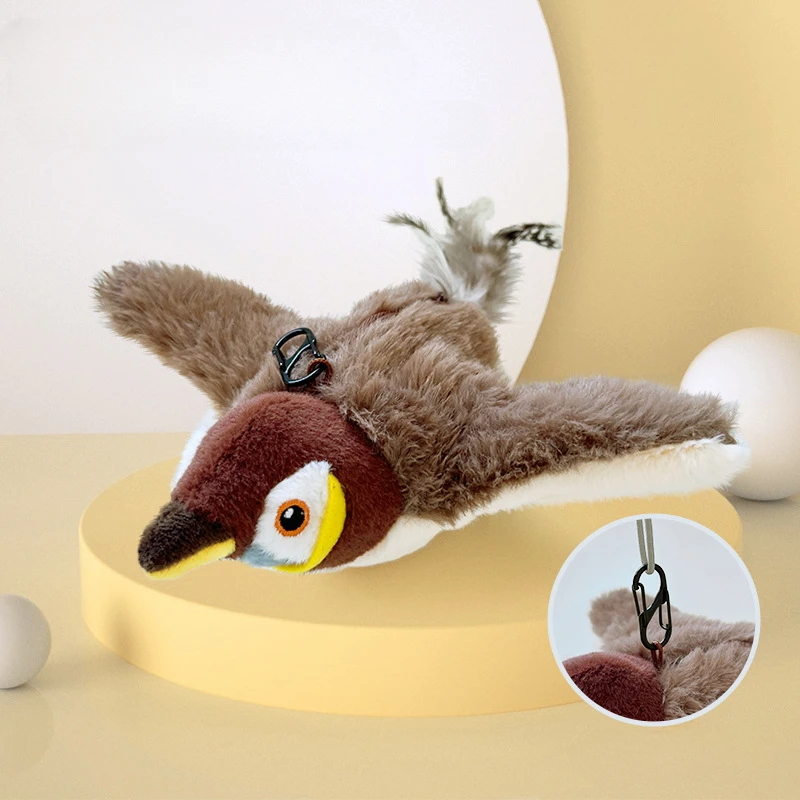 Hot Cat Interactive Toys Catnip Electric Pat Bird Dog Cats Touch-Activated Squeaky Plush Toy Pet USB Rechargeable Cat Toy