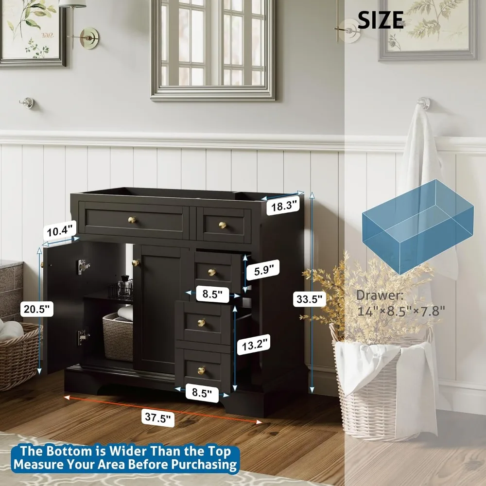 Bathroom Vanities with Sink Combo Set, Retro Freestanding Bathroom Storage Cabinet with Arch Feet, Soft Closing Hinges
