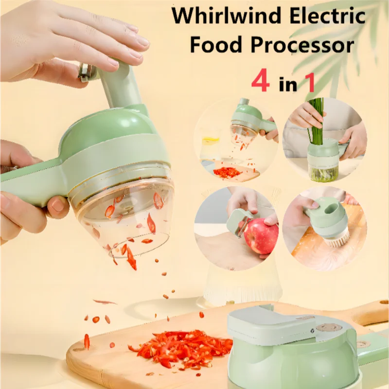 4 1 Handheld Electric Vegetable Slicer Set Kitchen Multifunctional Garlic -  Peeling Garlic - Aliexpress