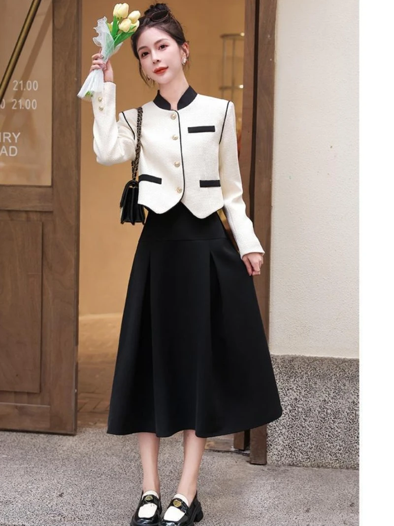 

UNXX French Elegance Aristocrat Minimalist Wool Career 2 Piece Set Midi Skirt Women 2023 Autumn Winter New Fashion Lady Girl Set