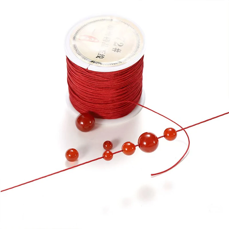 Nylon Cord Macrame Cord Nylon Rope 50Mx0.8mm Crafts Nylon Cord No. 72 Jade Wire Braided Rope For Bead Woven Bracelet Chinese Knot Jewelry Making