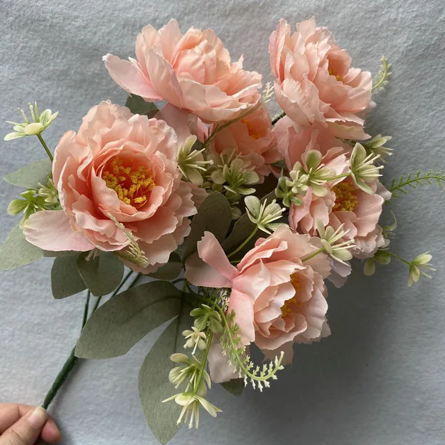 New 6 Bobo Peony Flower Simulation Bouquet