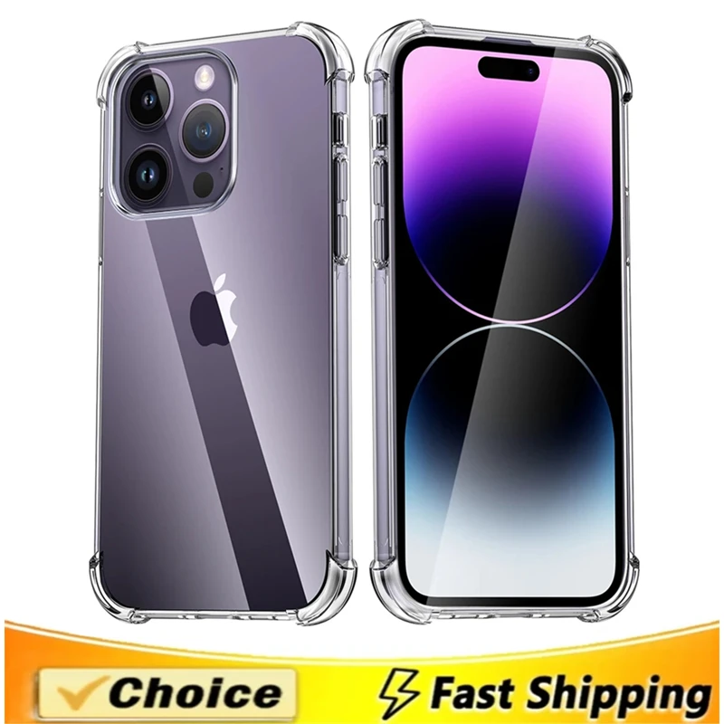

Shockproof Silicone Clear Phone Case For iPhone 15 11 12 13 Pro Max Mini Soft TPU Protection Back Cover For iPhone 14 PRO XS MAX