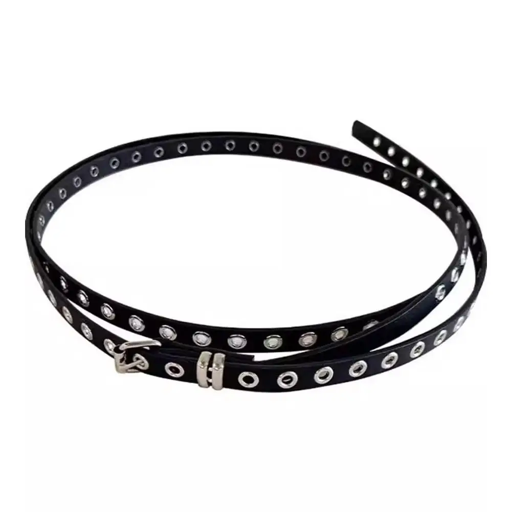 Einstellbare Punk Doppel Schleife Dünnen Gürtel Retro Doppel Schicht Taille Kette Niet Öse Schnalle Gürtel Hohe Qualität PU Leder Gürtel – Detail 1
