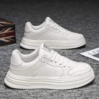 Unisex Casual Sport Shoes Flat Work Shoes Waterproof Rubber Sole PU Leather Upper Versatile Plain Color for Spring Summer Autumn