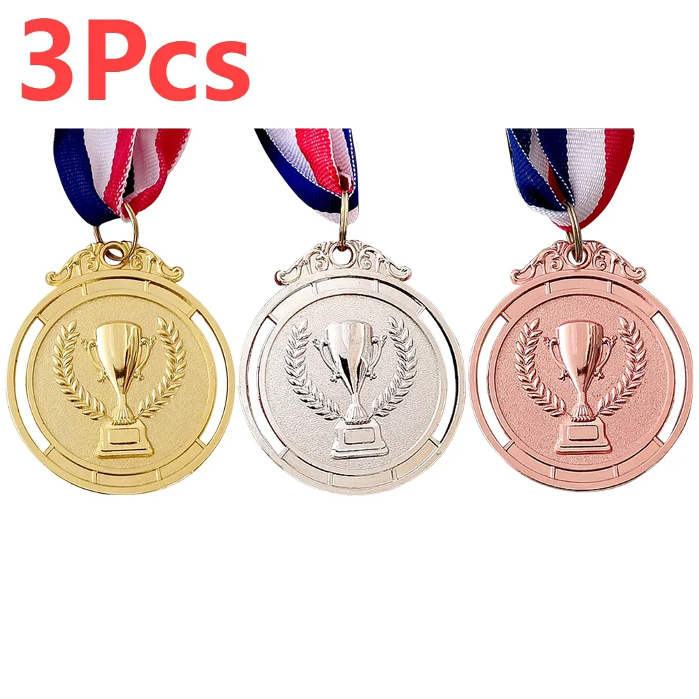 Gold, Silver, and Bronze Award Medals with Neck Ribbons – Winner's Prizes for Kids' Sports Competitions