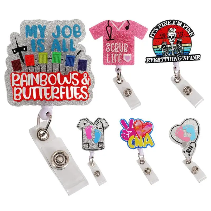 

Badge Holder Retractable Clip | Rotating Name Card Holder Lanyard Reels | Badge Reels Keys Supplies For Interns Teachers Nurses