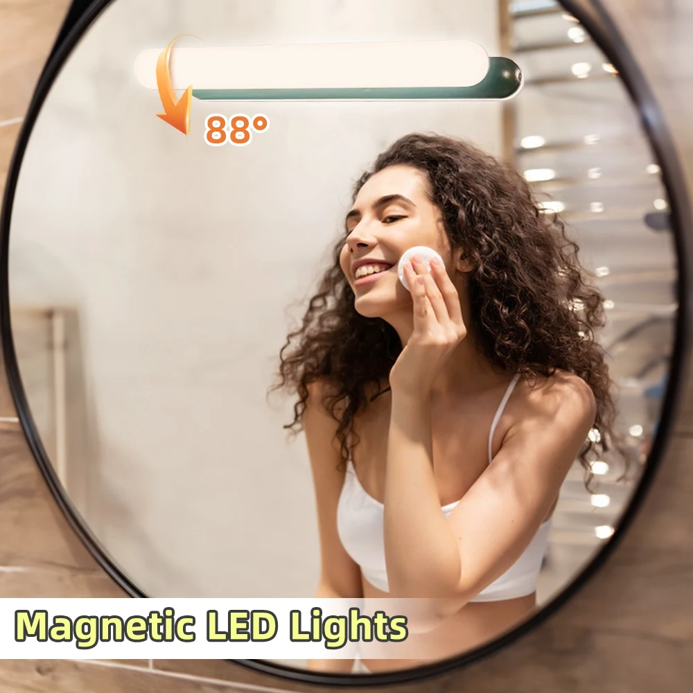 Makeup Lamp Mirror Lights Makeup Mirror Lights Vanity Light LED Makeup Lamp Light USB Eye Protection Rechargeable Portable Hanging Magnetic Lamp Touch Switch Mirror Light Selfie