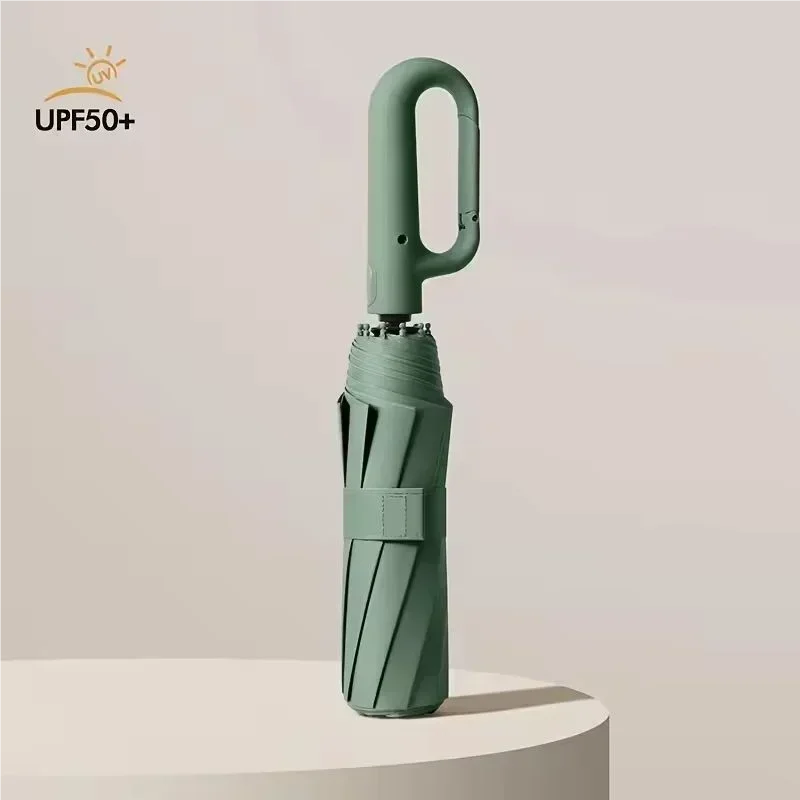 Oversized Reinforced Windproof Rainproof Dual-use UV Resistant Fully Automatic Rotating Ring Buckle Umbrella Fold Double Keel