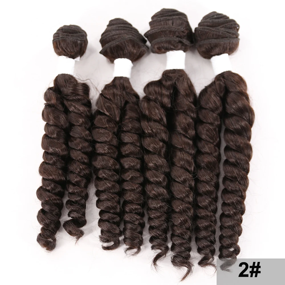Funmi Curly Synthetic Hair Weave Bundles X-TRESS Black Color 4 Bundles 16-18 Inch Hair Extensions Short Curly Weave for Women
