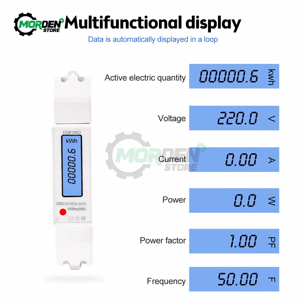 

Однофазный измеритель энергии DDM18SD, инструмент для ремонта электроэнергии с креплением на Din-рейку и подсветкой