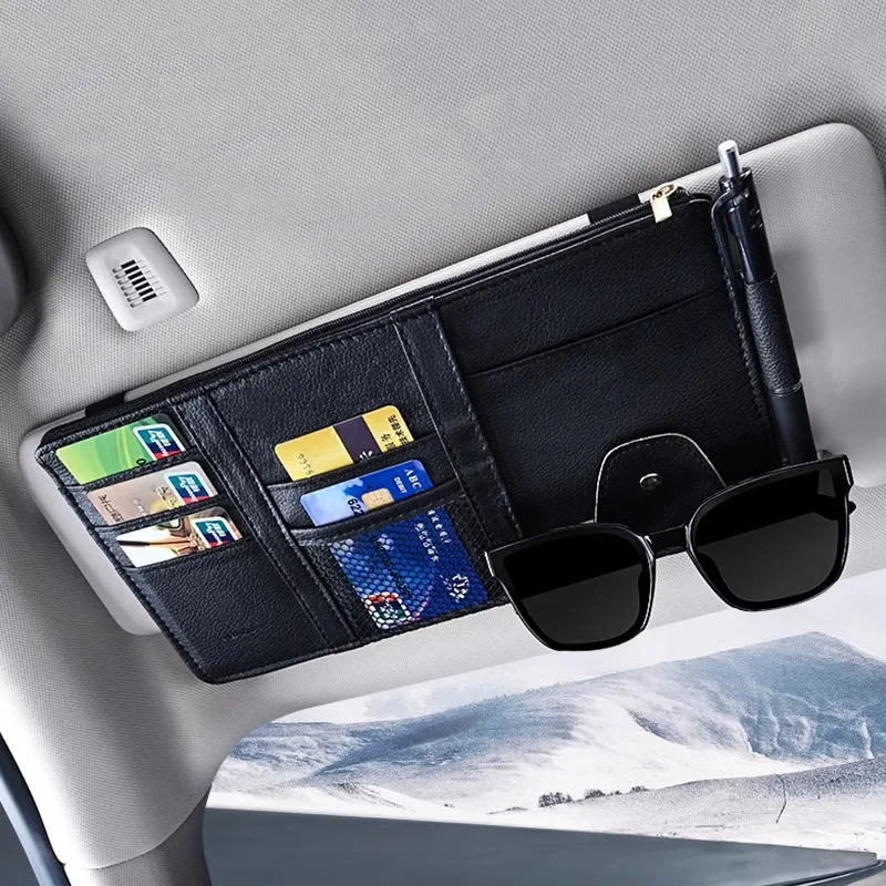 Description Picture 3 of itemCar Sunshade Storage, Car Glasses Clip, Car ID Card Holder, Multi-functional Storage Bag, Car Interior Decoration