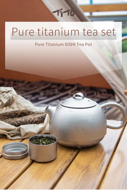 Pure Titanium Teapot Coffee Tea Maker Pot Teacup Tea Set Outdoor Camping