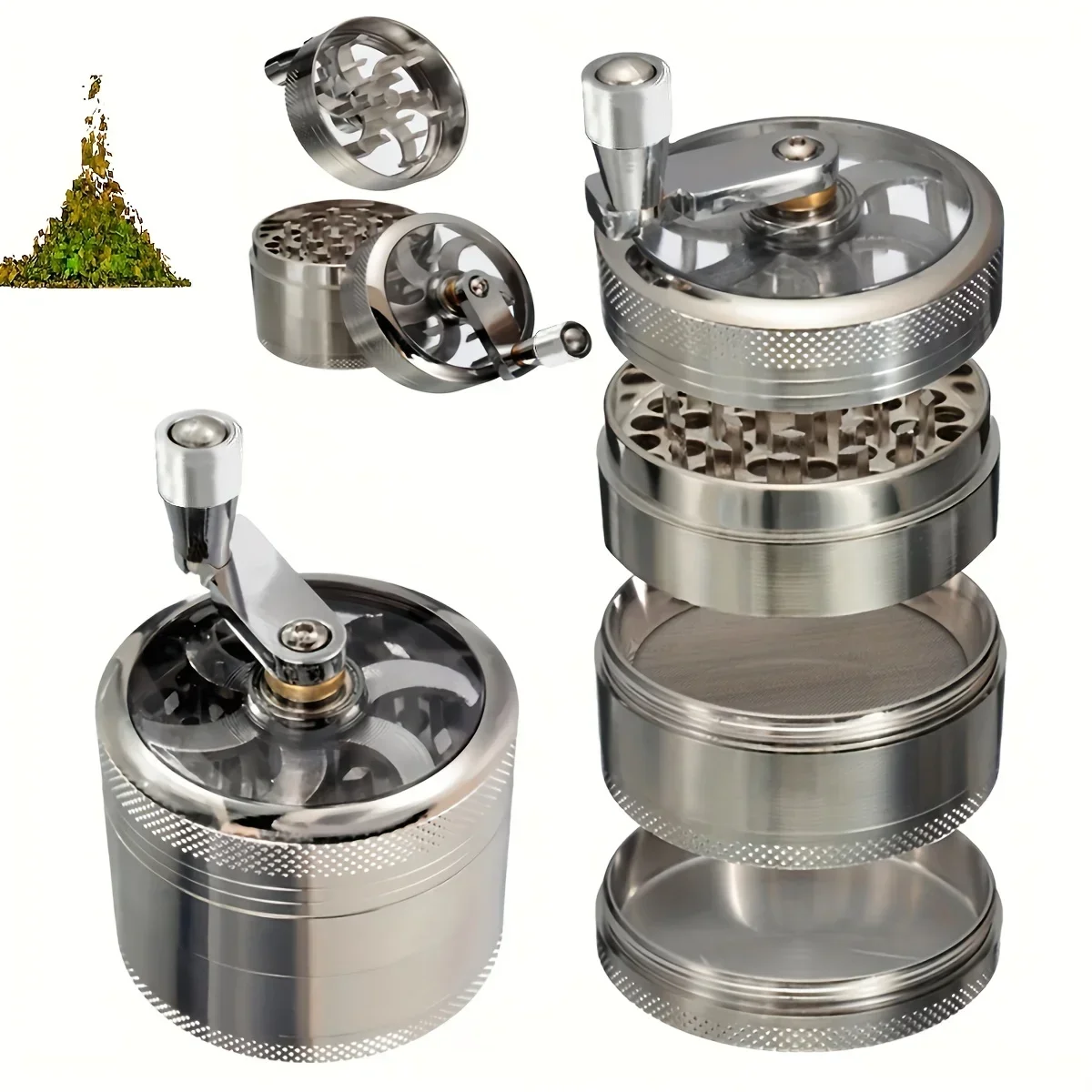 40mm Zina Alloy Handle-Type Herb Grinder Spice Mills 4-layers Durable Kibbler Smoking Accessories for Smoker Holiday Gifts nut spice grinder,herb grinder,herb spice grinder