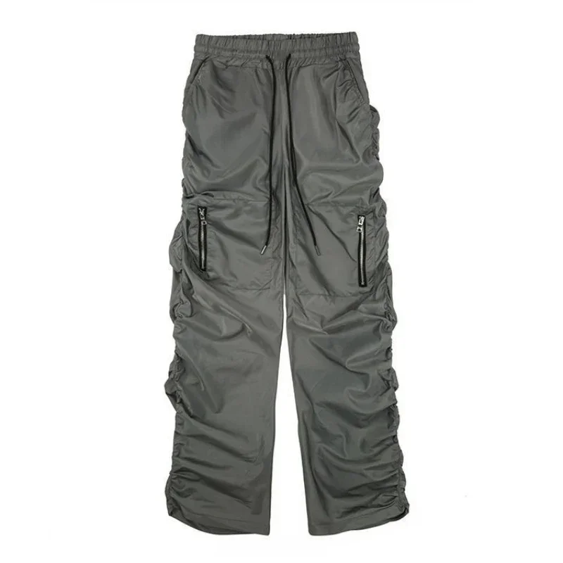thumbnail image 1 of Pantalones cargo para hombre Pantalones Hombre Negro Gris Apilados Hip Hop Nailon Moda Estética Diseñador Oversize Estilo coreano Holgado Algodón, 1 of 5