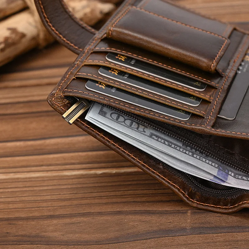 Portafoglio Uomo slim Vera Pelle Porta carte di credito portamonete in marrone