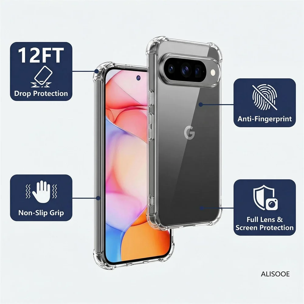 Clear Silicone Shockproof Protective Phone Case - Transparent Cover Shell