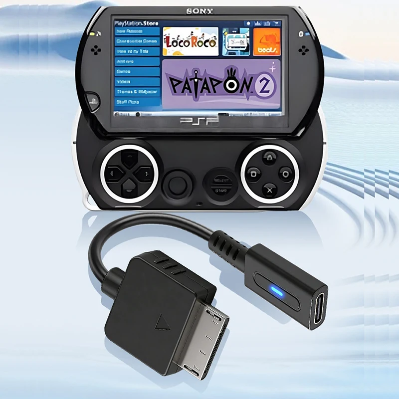 PSP Go 컨트롤러 충전 어댑터용 PD 타입 USB C 케이블, PSP Go 게임 콘솔용 LED 변환 케이블, 전원 케이블