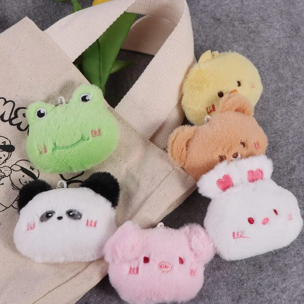 Cartoon Soft Animal Keychain Cute Plush Bear Keyring For Women Rabbit Frog Doll Keychain Backpack Pendant Ornaments Girls Gift