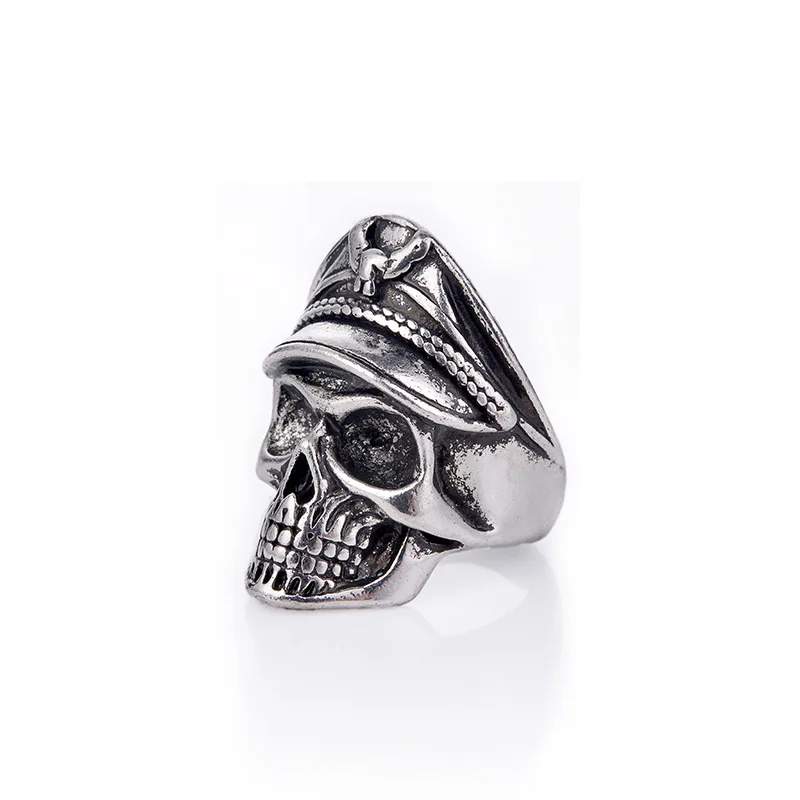 Retro farbiger Marine-Offizier-Schädel-Ring für Männer, Punk, Gothic, Rock, Hiphop, offener Ring, Biker-Zubehör, handgefertigter Schmuck, Unisex-Geschenk – Detail 10
