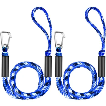 Elastic Mooring Rope Marine Anti-collision Rope 4FT Dock Line with Stainless Hook Adjustable Anchor Boat Ropes Surfing Bungee