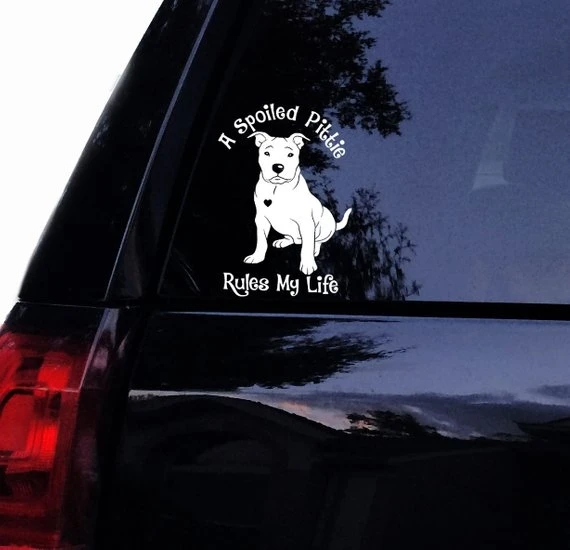 

For Cute Pitbull Decal Sticker A Spoiled tie Rules My Life Bull Mom Vinyl Car Laptop
