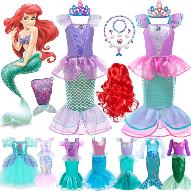Disney sirenetta Ariel principessa Costume bambini vestito per ragazze  Cosplay bambini carnevale festa di compleanno vestiti - AliExpress