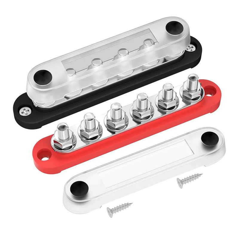 12 V Bus Bar 6X 5/16 Pollici (M8) Terminali Prigionieri Blocco Di Distribuzione Dell'Alimentazione Da 12 Volt Con Coperchio Batteria Bus Bar 12 V-48V 